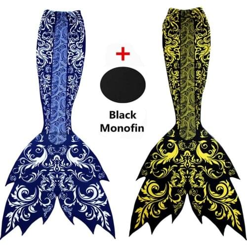 High Quality Adult Women Men Mermaid Tail With Black Monofin Vacation Swimmable Costumes Swimsuits Beach Fancy Tails 2019 New