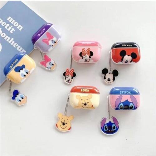 Disney Mickey Minnie Case with Same Style Doll for Airpods 1 2 Pro Protective Bluetooth Wireless Earphone Charging Cover