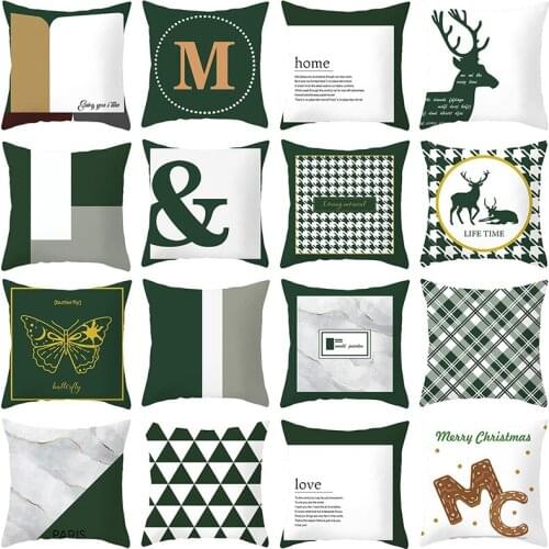 Green Geometric Cushion Cover 45x45cm Marble Throw Pillows Cover for sofa Nordic Boho pillow case for Home Decoration