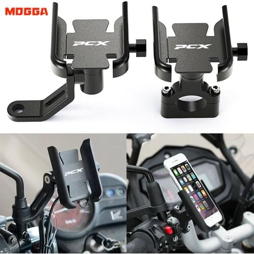 Handlebar Rearview Mirror Mobile Phone Holder GPS Stand Bracket For HONDA PCX150 PCX125 PCX 125/150 Motorcycle Accessories Black