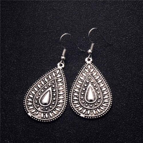 QCOOLJLY vintage big pendant water drop earrings ear dangle earrings for women boucle d'oreille Female Jewelry Party Gifts