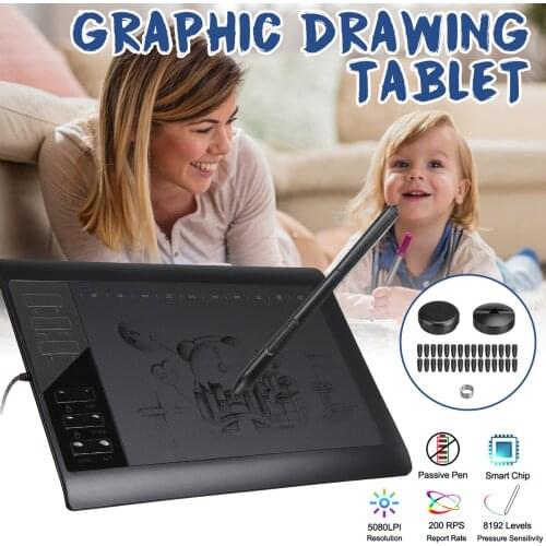 10*6 Inches 8192 Levels Graphics Drawing Digital Tablets Signature Pen Tablet Battery-free Pen With 30 Tips for beginner kids