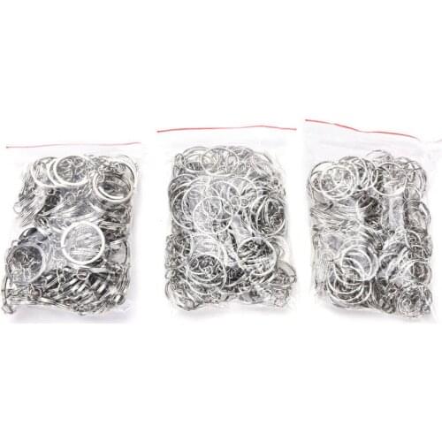 3 Styles 100 Pcs/ Keyrings Jewelry Keychain Key Ring 25mmSet Silvery Stainless Alloy Circle DIY Key Chains