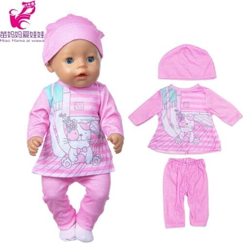 17 Inch New Born Baby Doll Clothes 43cm Pajama Set Hat for 17 inch Toys Doll Outwear