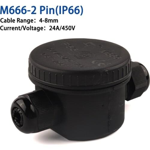 2 Way Outdoor Waterproof IP66 Electrical Cable Wire Connector Round Junction Box With Terminal Light Accessories 24A/450V