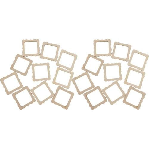 20pcs Cut Natural Wood Shapes Wood Photo Frame DIY Woodcraft Scrapbook