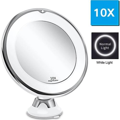 Led light mirror 10X Magnifying LED Makeup Mirror Flexible Vanity Mirror with Light LED Mirror With Light VIP Dropshipping