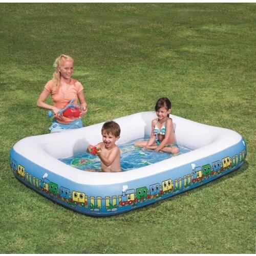54109 Bestway 201x150x30cm Single Ring Rectangular Train Modeling Pool 79"x59"x12"1-2-3 Train Activity Pool Baby Bath PlayPool