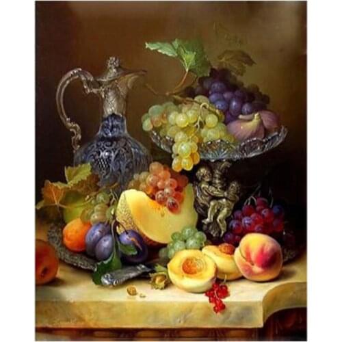 5D DIY Embroidery Still Life Fruit Basket Diamond Painting Cross Stitch Decoration Mosaic WG2208