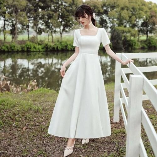 Banquet Gowns Qipao Temperament White Slim A-Line Evening Party Gown Elegant Vestidos Robe De Soiree