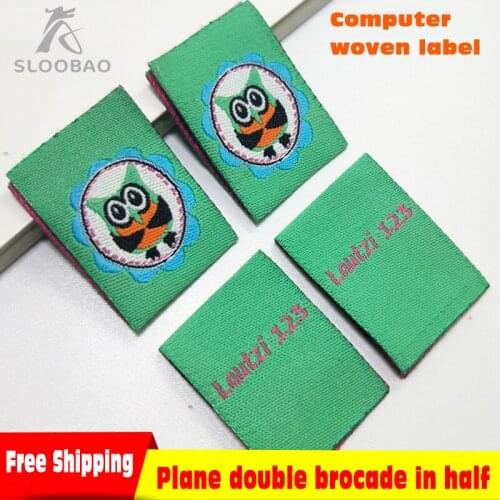 FreeShippingTheEagleBadgeCustomizedClothingCothStandardCustomLabelsTagSpotComputerWovenLabelPlaneDoubleBrocadeInHalfMiddleFold