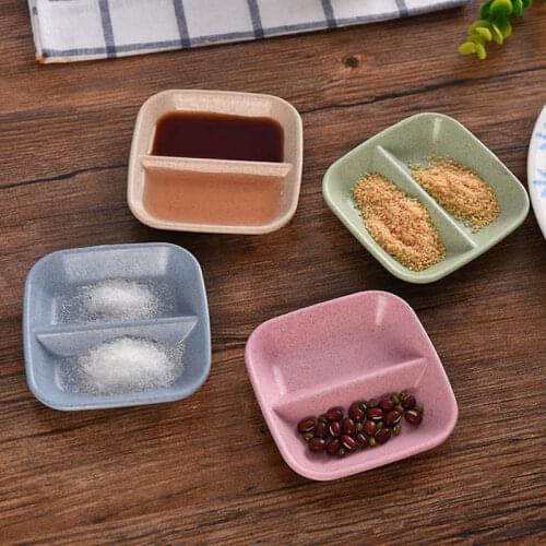 DoreenBeads Wheat Straw Square Dessert & Beverages Plate Dish Solid Pink Beige Sushi Soy Sauce Candy Dried Fruit Plate 9*9cm 1PC