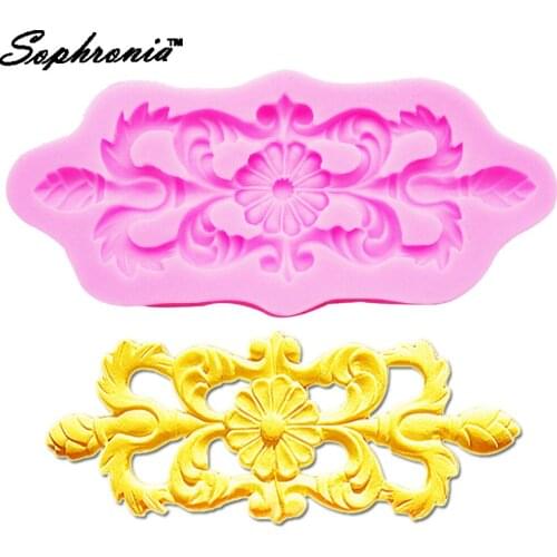 F1231 Symmetrical Relief Flower Lace Fondant Silicone Mold Wedding Cake Decoration Gumpaste Surgar Moulds