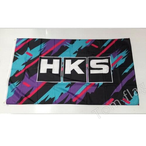 HKS flag 90x150cm with 100D polyester Digital printing custom single side banner