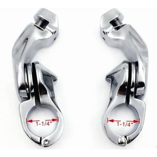 CHROMED 2.5" Short Angled Adjustable Highway Foot Peg Mount Kit For 1.25" Engine Guard (Harl Road King/ Street Glide/ Fat Boy)