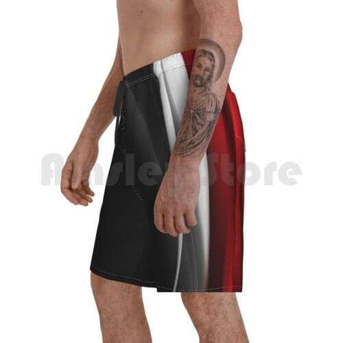 Red And White Beach Shorts Men Beach Pants Swim Trunks Red White Black Red Pattern White Pattern Black Pattern Red
