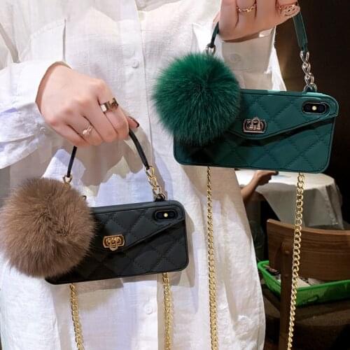 Crossbody Wallet Phone Case For HUAWEI Mate30 P30 P40 pro lite Luxury Handbag Purse cover Hair Ball Pendant Silicone Cases