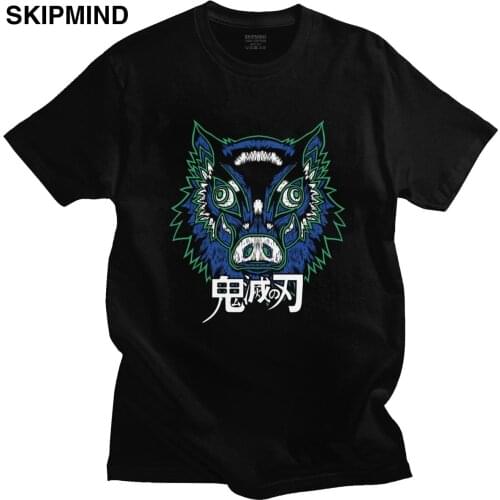 Demon Slayer Hashibira Inosuke T-shirt Men Pre-shrunk Cotton Manga Kimetsu No Yaiba Tee Shirt Short Sleeved Designer Tshirt Gift