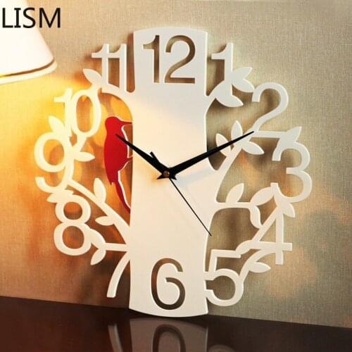 Wall Clock Living Room Modern Design Silent Art Fashion Creative Living Room Large Wall Watch Clock Digital Woodpecker Clock