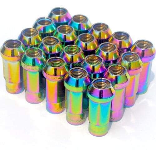 Neo Chrome Wheel Lock Nut With Adapter M12XP1.5 Racing Car Wheel Nut Bolt