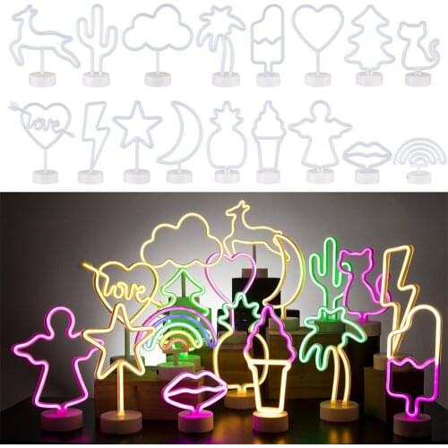 Neon Light Creative Various Shape USB Led Neon Sign for Room Home Party Wedding Decoration Xmas Gift Night Lamp