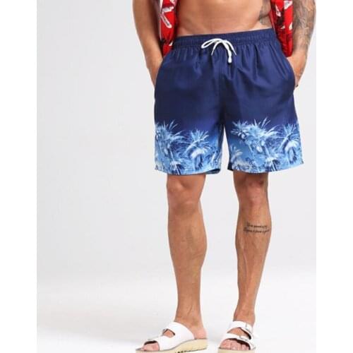 New 2018 summer beach vacation men board shorts briefs blue ice coconut print men swimwear sunga swimsuit male sweatpants short