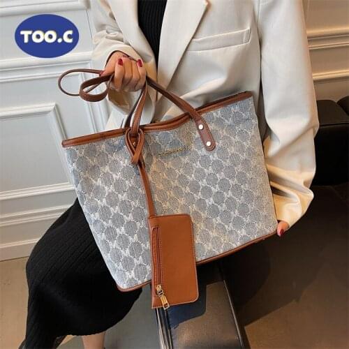 2021 Autumn New Large Capacity Handbag Fashion Casual Portable Lady Handbag With Wallet Luxury Blue Brown Female Shoulder Bag