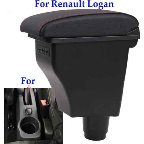 For Renault Logan armrest box interior special retrofit parts center car storage accessories easy to install modification USB