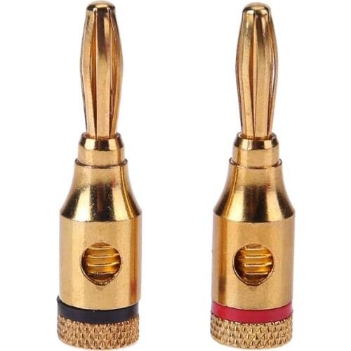 2pcs Gold-plated Banana Plugs Musical Audio Speaker Cable Wire Connectors Free Soldering Terminal For Speaker Amplifier