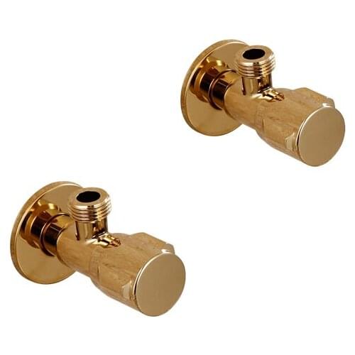 Gold Full Copper Body Thickened Triangle Valve Bathroom Stop Valve Gold-plated Vegetable Basin Hot and Cold Triangle Valve