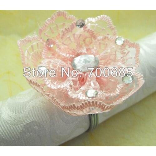 Pink rose napkin ring, napkin holder for wedding