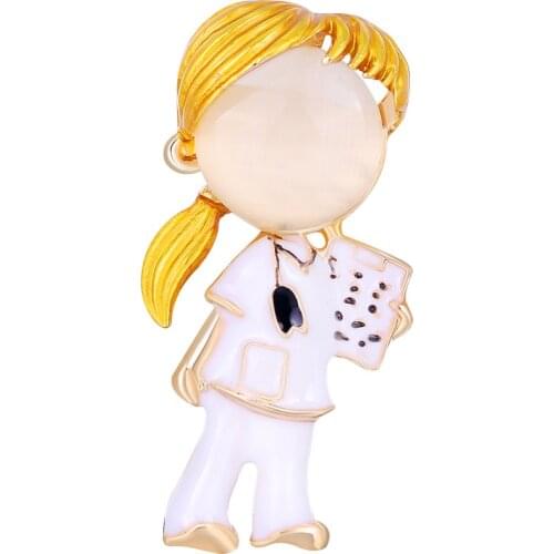 Cartoon han edition female nurses corsage pin fashion personality alloy opal drip brooch on the spot