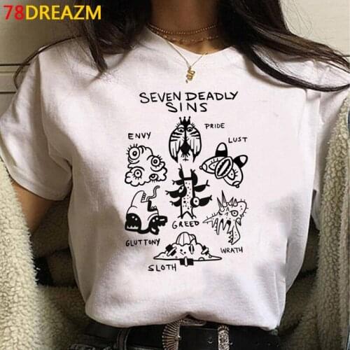 Seven Deadly Sins summer top male grunge kawaii japanese white t shirt summer top t shirt couple clothes graphic tees women