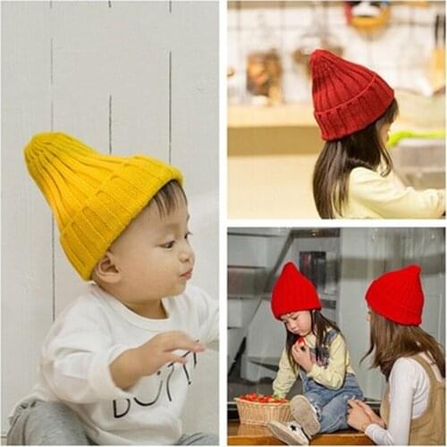 Kids Children Skullies Beanies Hat Cap Boy Girl 2019 Fall Winter Solid Ear Warm Casual Cuffed Elastic Fashion Accessories-MXC-W6