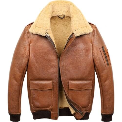 Real Fur Coat Winter Men Clothes 2020 100% Genuine Leather Jacket Sheep Shearling Bomber Jacket Sheepskin Coats Hiver 920