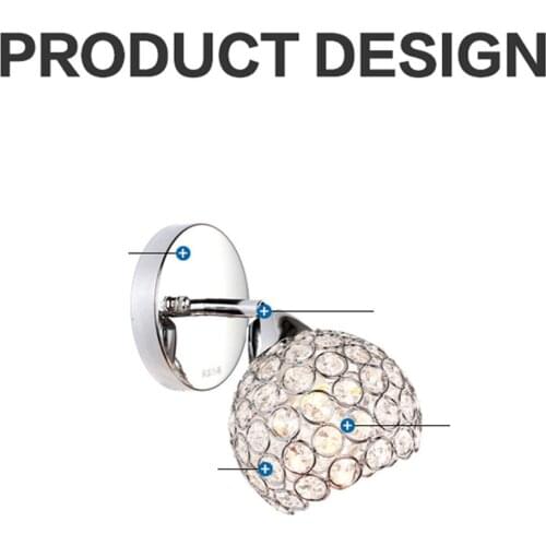 Modern Crystal Wall Light Fixture Bedside E26/E27 LED Wall Lamp Sconce