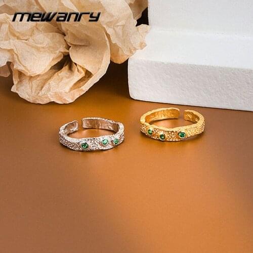 Mewanry 925 Sterling Silver Wedding Rings for Women New Fashion Elegant Party Sparkling Green Zircon Bride Jewelry Birthday Gift