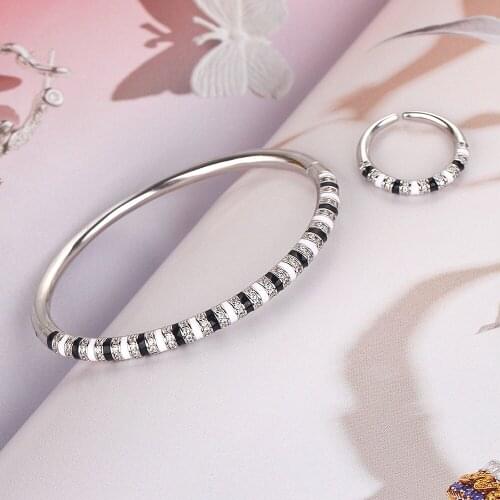 TIRIM Dubai New Fashion Classic Womens Bangle Ring Set For Women Cubic Zirconia Oil Bracelet Cuff Trendy Charm Jewelry Браслеты