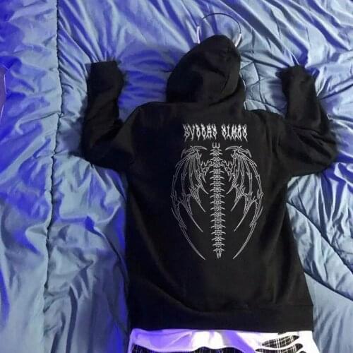 Spring Streetwear Black Top Girl White Gothic Super Dalian Hoodie Streetwear Womens Hip Hop Cool Couple High Street Sweatshirt