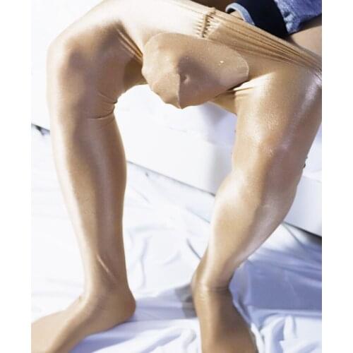 Mens bright invisible leggings pockets pantyhose for men stockings mens delicate silky collant homme sexy pouch Leggings
