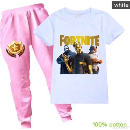 Fortnite Cotton Short Sleeved Printing T-shirt+Trousers Fashion Boys Clothes Infant 2pcs Suit kids clothes girls clothes