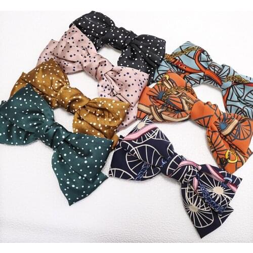 1PC Fashion Double-layer Large Barrette Bow Hairpin Printed Polka Dot Fabric Satin Chiffon Hair Clip Ladies Hair Accessories Hot