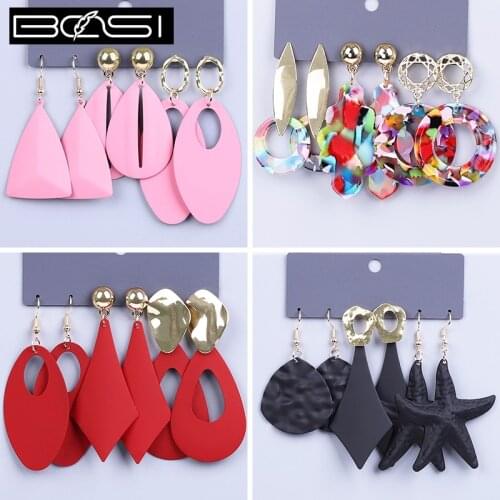 BOSI Women set earrings fashion jewelry drop earrings minimalist Metal long earrings black simple earring girls pink wholesale