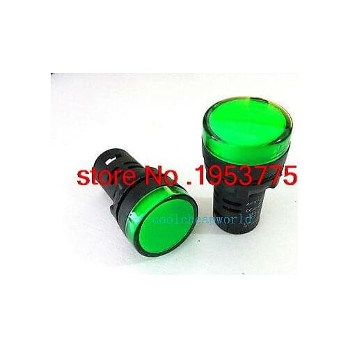 10PCS 220V 16mm Green LED Power Indicator Signal Light