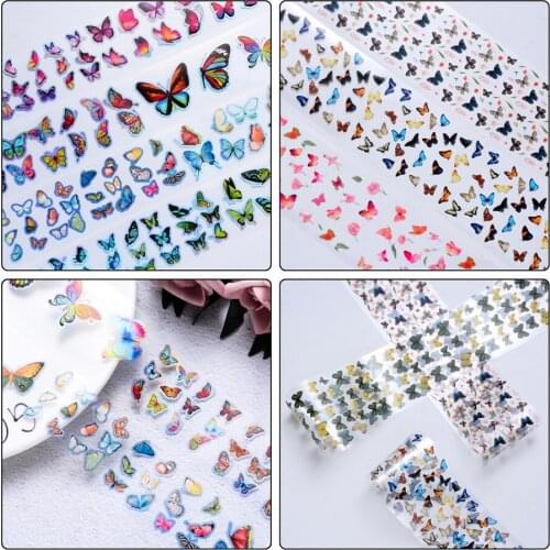 10pcs Nail Transfer Foil 4*100cm Butterfly Print Series Suit Nail Stickers Starry Sky Paper Tibetan Flower Transfer Sticker