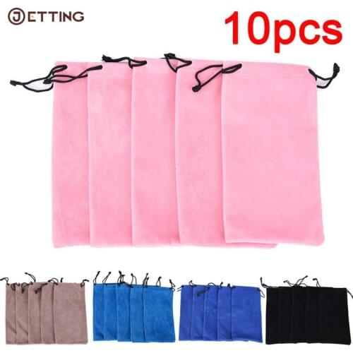 10pc Sunglasses Bag Portable Drawstring Eyeglasses Pouch Soft Delicate Glasses Cloth Bags Eyewear Accessories In Velvet Material