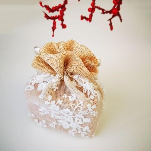 100pcs/Lot Gift Bag Sachets For Packaging Christmas Gift Filler Cookie Candy Bag Treat Kid Birthday Embroidered Polyester ZLP008