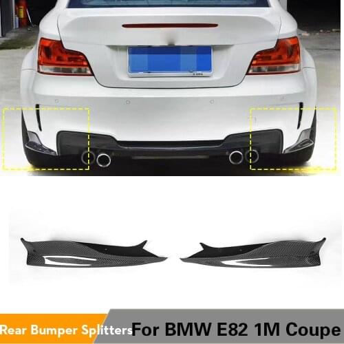 2PCS/Set Carbon Fiber Rear Bumper Lip Side Splitters Aprons Spoiler for BMW 1Series M E82M 1M 2011 2012 2013 Car Tuning Parts