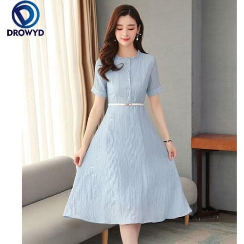 2021 Vintage Blue Chiffon Midi Shirt Dresses Spring Summer New Solid Plus Size Runway Dress Elegant Women Bodycon Party Vestidos