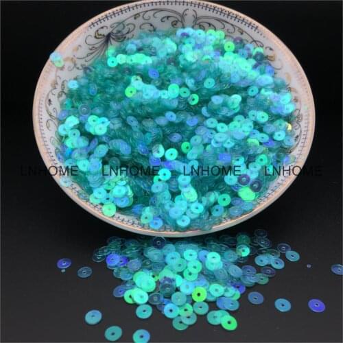 50g 4mm Flat Round Loose Sequins Sewing Paillettes PVC Crafts DIY Accessories Transparent Light Acid Blue AB Spangles